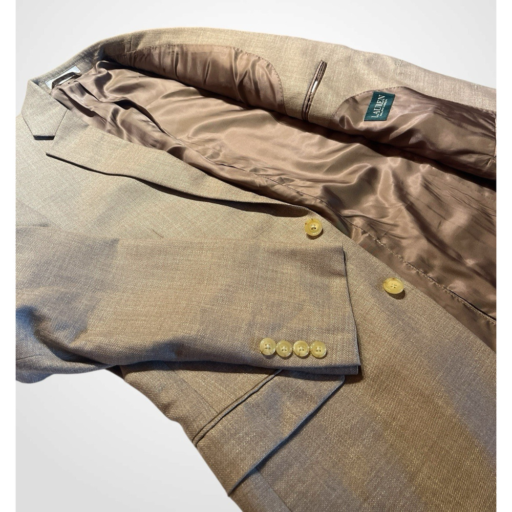 New Ralph Lauren Ultraflex 40R Golden Tan Hopsack Linen Blend Blazer Sport Coat - Picture 11 of 16